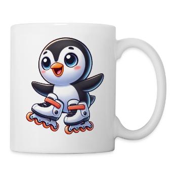 Cute Penguin Inline Skates Cartoon Jump - Mug - white - Right