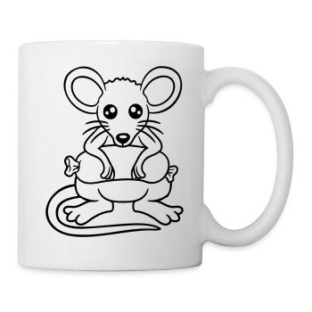 Souris grosse saucisse manger faim saucisse grillades - Mug blanc - blanc - Droite