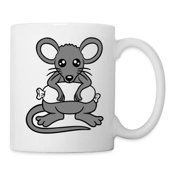 Souris grosse saucisse manger faim saucisse grillades - Mug blanc - blanc - Droite