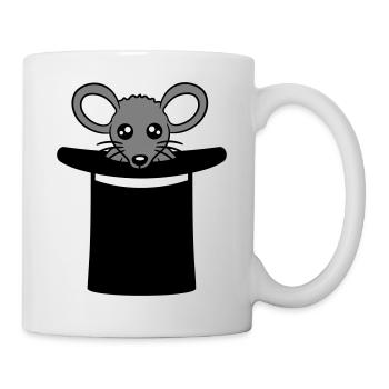 souris en chapeau de sorcier chapeau haut de forme petite souris mignon - Mug blanc - blanc - Droite