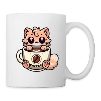 Café de chat - Mignon design kawaii - Mug blanc - blanc - Droite