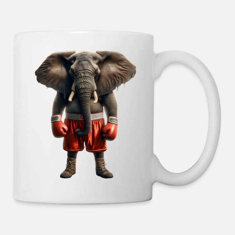 Elefant mit Boxhandschuhen - Tasse - Weiß