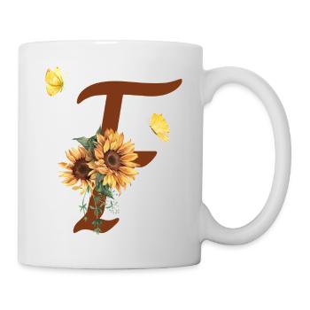Buchstabe f Sonnenblume Schmetterling - Tasse - Weiß - Rechts