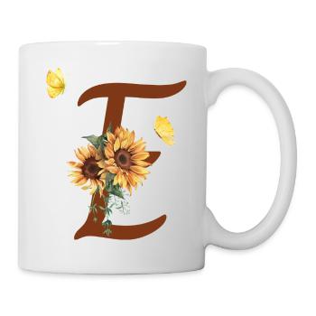 Buchstabe e Sonnenblume Schmetterling - Tasse - Weiß - Rechts