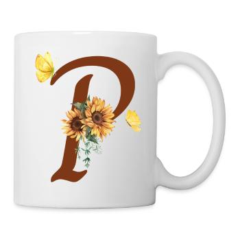 Buchstabe p Sonnenblumenschmetterling - Tasse - Weiß - Rechts