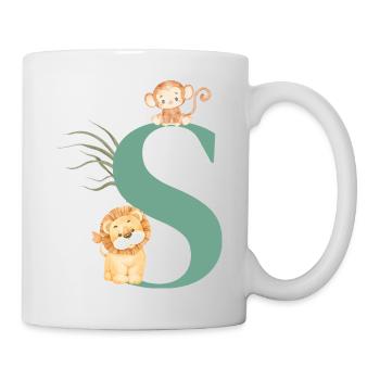 Lettre s vert animaux jungle - Mug blanc - blanc - Droite