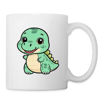 Mignon Dino avec un sourire - Vert - Mug blanc - blanc - Droite