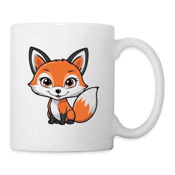 Süßer Fuchs - Niedlich orange mit großen Augen - Tasse - Weiß - Rechts