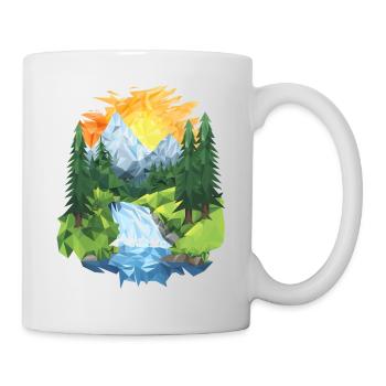 Polygon Mountain Landscape – Nature & Adventure - Mug - white - Right