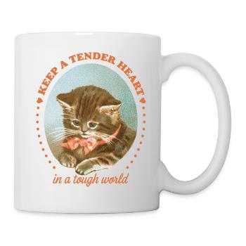 Tender Heart – Vintage Cat Lover Design - Mug - white - Right