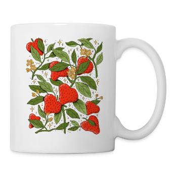 Fraises de cœur - Illustration de la nature romantique - Mug blanc - blanc - Droite