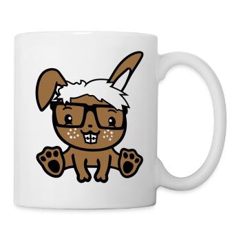 Bunny Nerd Geek Horn-rimmed Glasses Smart Freak Intelligent - Mug - white - Right