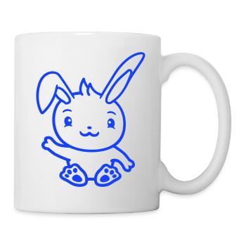 Lapin saluant amicalement la main agitant bonjour - Mug blanc - blanc - Droite