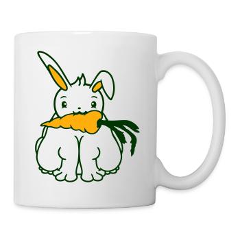 Rabbit Carrot Carrot Eating Mouth Hunger Obesity - Mug - white - Right
