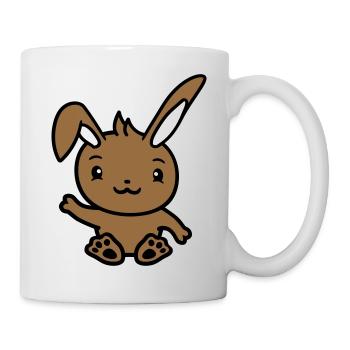 Lapin saluant amicalement la main agitant bonjour - Mug blanc - blanc - Droite