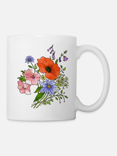 Blumen - Tasse - Weiß