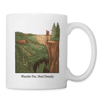 Wander Far, Heal Deeply – Hiking & Nature - Mug - white - Right