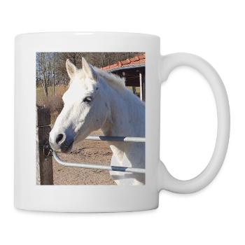 Portrait de cheval blanc - Mug blanc - blanc - Droite