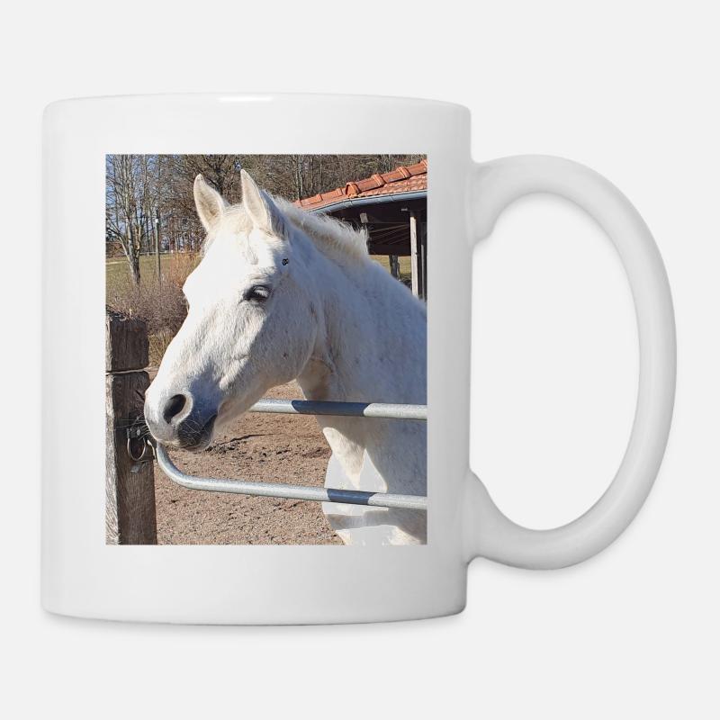 Portrait de cheval blanc - Mug blanc - blanc