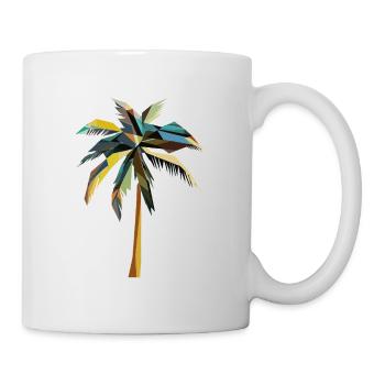 Geometrische Palme – Tropisches Polygon-Design - Tasse - Weiß - Rechts