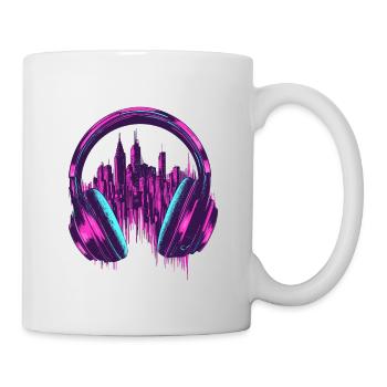 Headphones - Pink Skyline City - Mug - white - Right