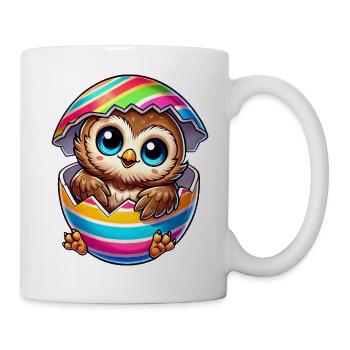Mignon hibou dessin animé éclosion d’œuf de Pâques - Mug blanc - blanc - Droite