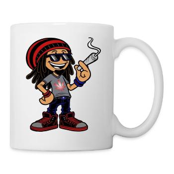 Dreadlock Smoker - Stoned man - High & Happy - Tasse - Weiß - Rechts