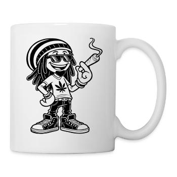 Dreadlock Smoker - Stoned man - High & Happy - Tasse - Weiß - Rechts