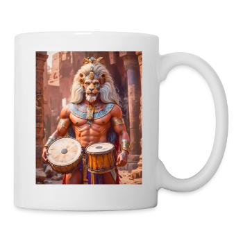 Bes, dieu nain à la crinière de lion, dansant joyeusement - Mug blanc - blanc - Droite