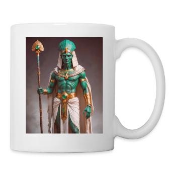Osiris, grünhäutiger Gott mit Pharaonenkrone - Tasse - Weiß - Rechts