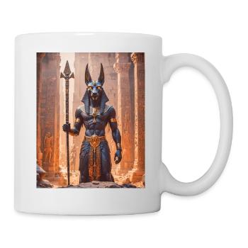 Anubis, dieu à tête de chacal, debout dans un - Mug blanc - blanc - Droite