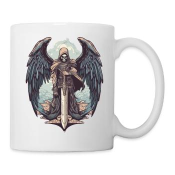 Faucheuse avec des ailes et une épée sur trans - Mug blanc - blanc - Droite
