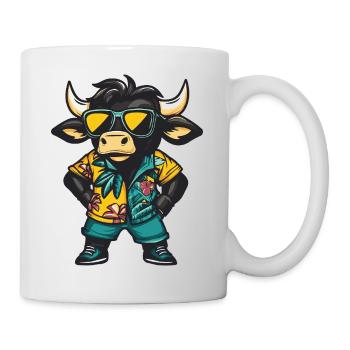 Stier Comic Lustig Sommer - Tasse - Weiß - Rechts