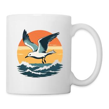 Möwe im Sonnenuntergang - Tasse - Weiß - Rechts