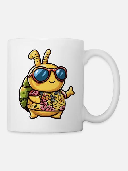 Schnecke Lustig Sommer - Tasse - Weiß