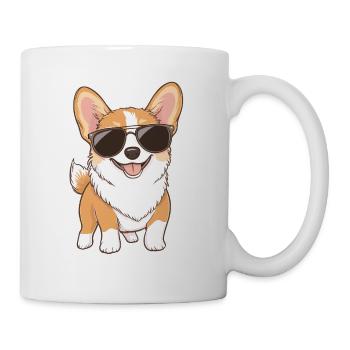 Cool Corgi - Autocollant de chien drôle - Mug blanc - blanc - Droite