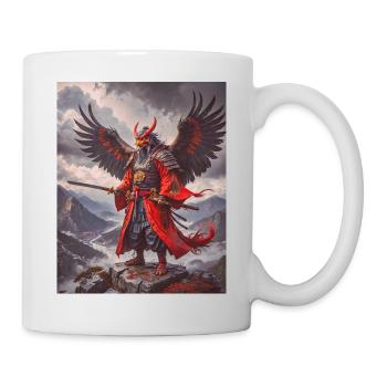 Majestueux guerrier Tengu ailé avec masque rouge sur m - Mug blanc - blanc - Droite