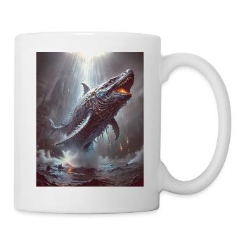 Bake-kujira Skeletal ghost whale gliding through m - Mug - white - Right