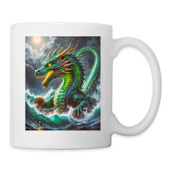 Ryujin Majestic sea dragon god rising from turbule - Mug - white - Right