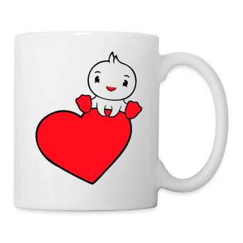 Canard Assis Sur Un Grand Coeur La Saint-Valentin Amour Doux - Mug blanc - blanc - Droite