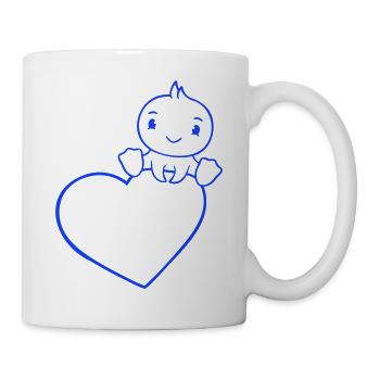 Canard Assis Sur Un Grand Coeur La Saint-Valentin Amour Doux - Mug blanc - blanc - Droite
