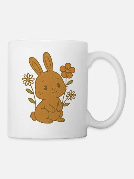 Hase Häschen Frühling Blumen Sommer Ostern Garten - Tasse - Weiß