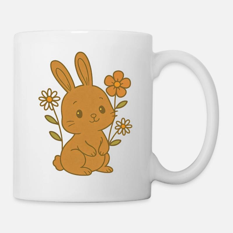 Hase Häschen Frühling Blumen Sommer Ostern Garten - Tasse - Weiß