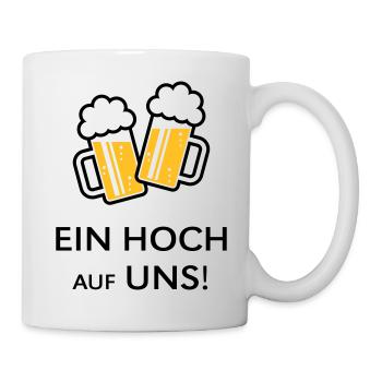 Ein Hoch Auf Uns! Bierkrüge Stoßen An (Bier / 2C) - Tasse - Weiß - Rechts