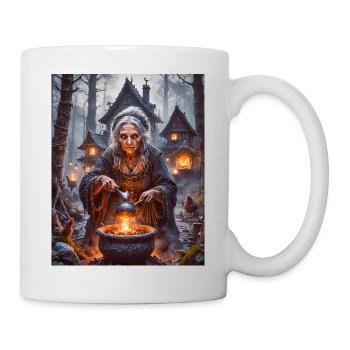 Baba Yaga, slawische Hexe im fliegenden Mörser - Tasse - Weiß - Rechts