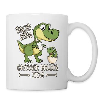 Großer Bruder 2026 Dino Einzelkind Dinosaurier - Tasse - Weiß - Rechts