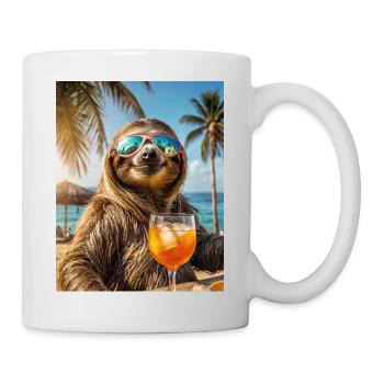 Cooles Faultier in der Strandbar - Tasse - Weiß - Rechts