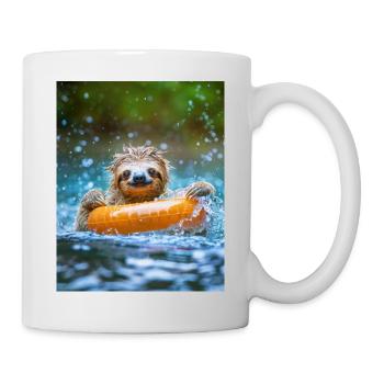 Baignade paresseuse, animaux amusants pour les enfants - Mug blanc - blanc - Droite