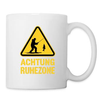 Achtung Ruhezone – Angler bei der Arbeit - Tasse - Weiß - Rechts