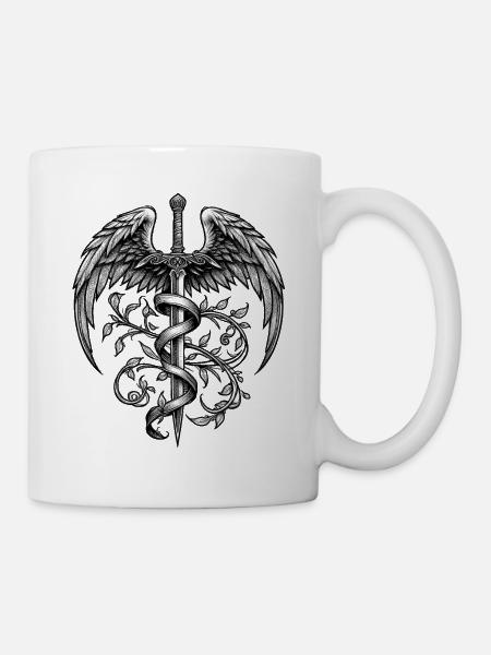 Symbole de l’ange gardien | Croquis d’art - Mug blanc - blanc